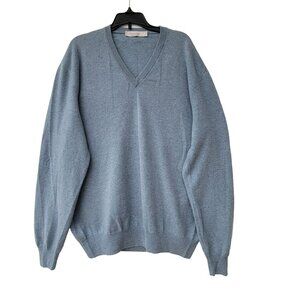 ⭐Ermenegildo Zegna Size XL Men's Premium Cashmere light blue V-neck Sweater⭐